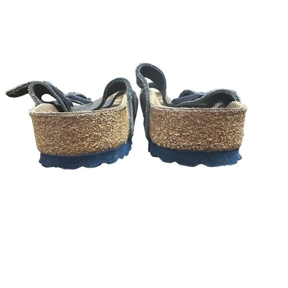 Birkenstock Germany Arizona Blue Suede Leather Slip On Slide Cork Sandal Size 38 - Picture 7 of 10